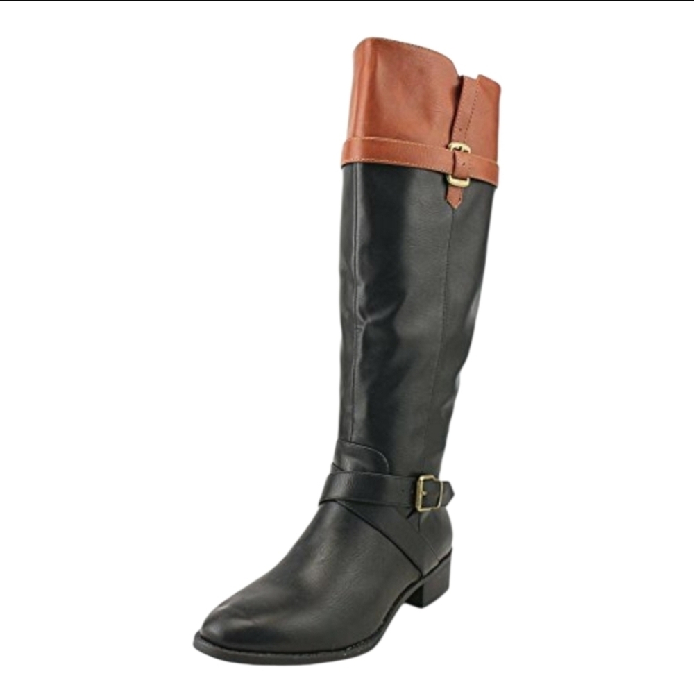 Rampage Imagine Black and Brown Tall Riding Boots, Size 9.5 M
